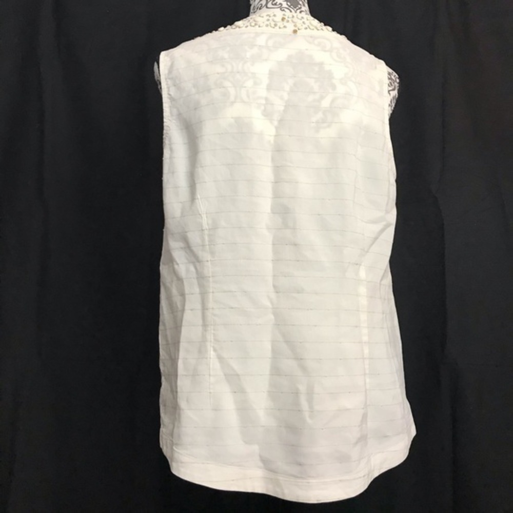 Vineyard Vines White Embellished Linen Blend Sleeveless Tunic Blouse Size 8 - Picture 5 of 7